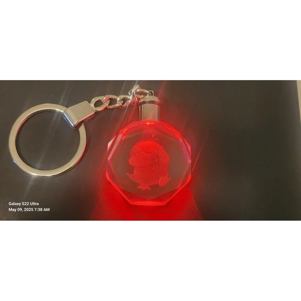 Pokemon Psyduck Keychain Crystal LED Light Up Keyring Bag Charm Gift‎